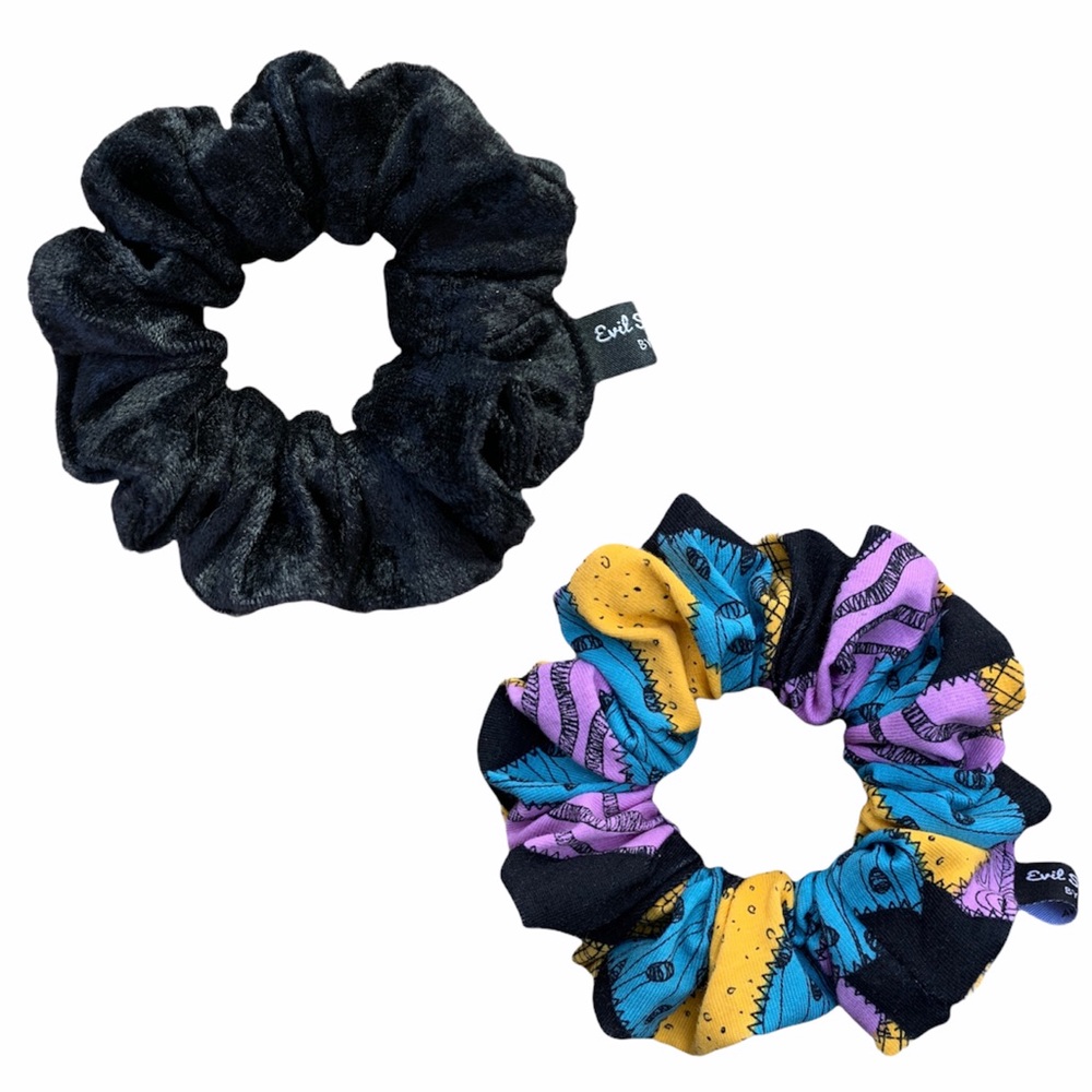 Sally Dress and Black Velvet Hair Scrunchies